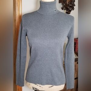 NWOT - Lauren Ralph Lauren Dark Grey 100% Cotton Ribbed Turtleneck, Size M